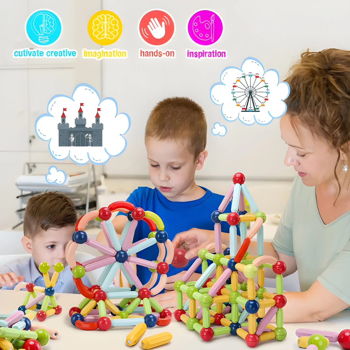MagnaCraft 3D Magnetic Sticks & Balls Building Block Set – Educational STEM Toy for Kids